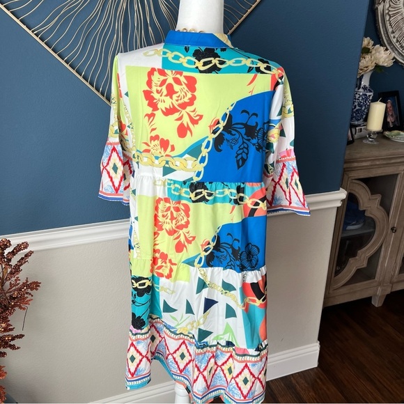 NWOT Colorful Geometric and Floral Dress - Size Large - Picture 6 of 7